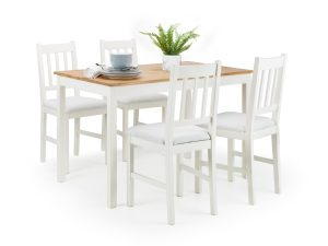 Coxmoor Ivory and Oak Rectangular Table and 4 Coxmoor Ivory Chairs