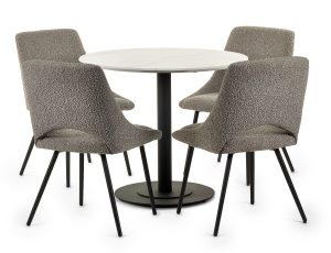 Luca Round Table & 4 Iris Grey Chairs
