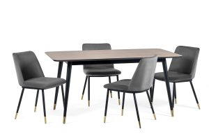 Findlay Rectangular Table and 4 Grey Delaunay Chairs