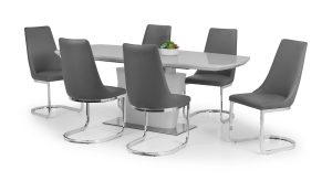 Como Grey High Gloss Table and 6 Como Chairs