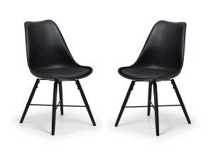Set Of 2 Kari Dining Chairs - Black Seat & Black Legs