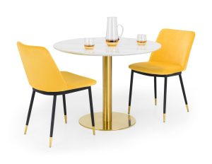 Palermo Round Table and 2 Mustard Delaunay Chairs