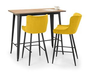 Grafton Bar Table and 2 Mustard Luxe Stools