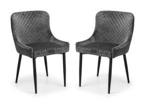 Set Of 2 Luxe Velvet Dining Chairs - Grey