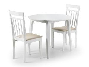Coast White Dropleaf Table and 2 White Coast Chairs