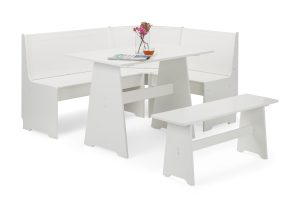 Newport Corner Dining Set With Storage Bench - Surf White