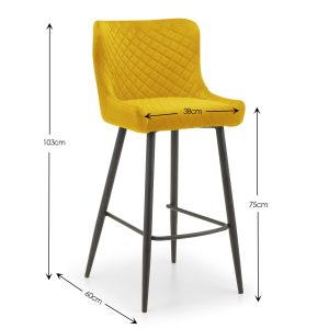 Grafton Bar Table and 4 Mustard Luxe Stools