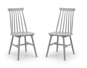 Set Of 2 Alassio Spindle Back Dining Chairs - Grey