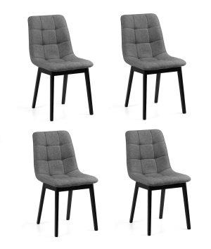 Set Of 4 Hayden Panelled Dining Chairs - Grey Linen