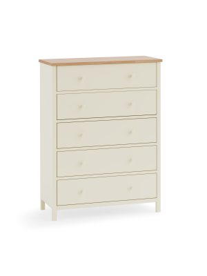 Coxmoor 5 Drawer Wide Chest - Ivory and Oak