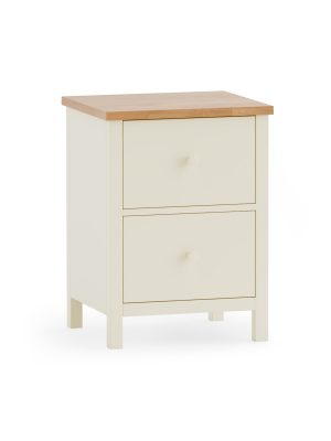 Coxmoor 2 Drawer Bedside - Ivory and Oak