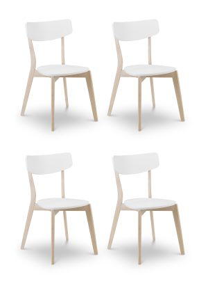 Set Of 4 Casa Dining Chairs White/Oak