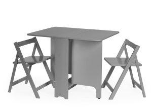 Gatan Small Gateleg Table With 2 Chairs - Grey