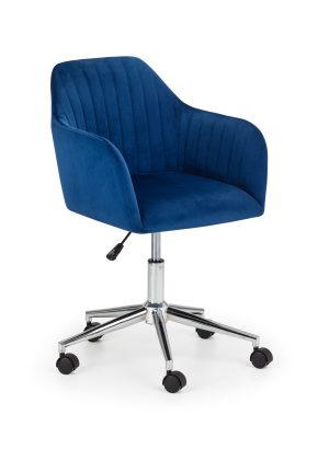 Kahlo Velvet Swivel Office Chair- Blue/Chrome
