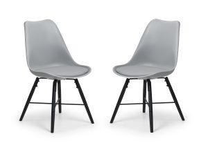 Set Of 2 Kari Dining Chairs - Grey Seat & Black Legs