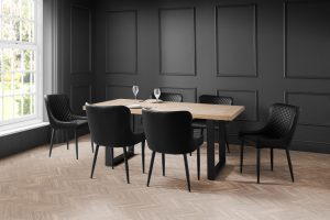 Berwick Dining Table and 6 Luxe Black Chairs