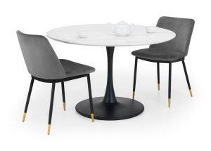 Holland Round Table and 2 Grey Delaunay Chairs