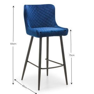 Grafton Bar Table and 4 Blue Luxe Stools