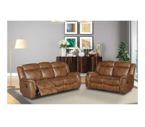 Tan Brown Leather Gel Reclining 3 Seater + 2 Seater Sofa Clifton