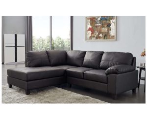 Black Leather Sectional Corner Sofa BOSTON