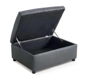 Boston Dark Grey Leather Footstool