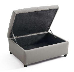 Boston Grey Leather Footstool