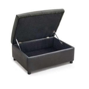 Boston Black Leather Footstool
