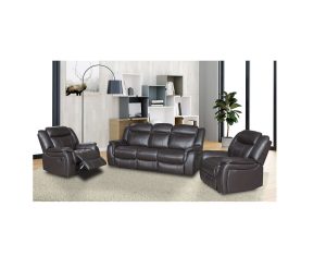 Brown Leather Gel Manual Recliner 3 Seater + 2 Armchairs CLIFTON