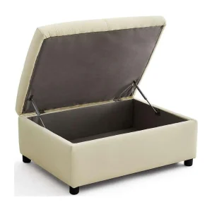 Boston Cream Leather Footstool