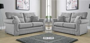 Lester Grey Fabric Sofa Suite, Various Combinations