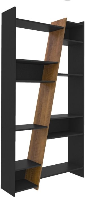 NAPLES TALL BOOKCASE BLACK AND PINE EFFECT 300 306 043 4
