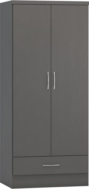 NEVADA 2 DOOR 1 DRAWER WARDROBE 3D EFFECT GREY 2021 100 101 134 3 scaled 1