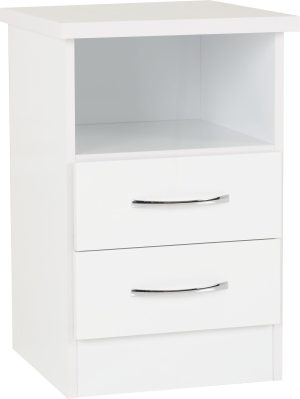 NEVADA 2 DRAWER BEDSIDE WHITE GLOSS 2019 01 100 103 058 scaled