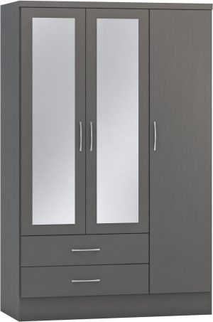 NEVADA 3 DOOR 2 DRAWER WARDROBE 3D EFFECT GREY 2021 100 101 135 3 scaled 1