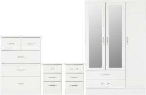 NEVADA 3 DOOR 2 DRAWER WARDROBE BEDROOM SET WHITE GLOSS 2021 100 108 033 01 scaled 1