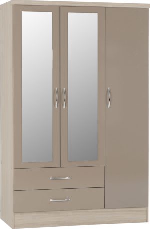 NEVADA 3 DOOR 2 DRAWER WARDROBE OYSTER GLOSSLIGHT OAK EFFECT VENEER 2019 01 100 101 078 scaled 1