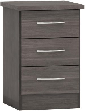 NEVADA 3 DRAWER BEDSIDE BLACK WOOD GRAIN 2021 100 103 077 1