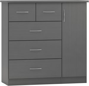 NEVADA 5 DRAWER LOW WARDROBE 3D EFFECT GREY 2021 100 101 138 5