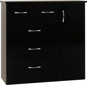 NEVADA 5 DRAWER LOW WARDROBE BLACK GLOSS 2023 100 101 185 01A scaled 1