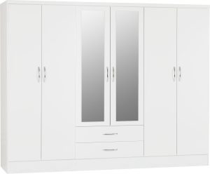 NEVADA 6 DOOR 2 DRAWER WARDROBE WHITE GLOSS 100 101 111 01 scaled 1