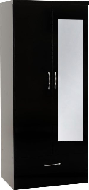 NEVADA MIRRORED 2 DOOR WARDROBE BLACK GLOSS 2023 100 101 184 01 1 scaled 1