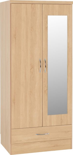 NEVADA MIRRORED 2 DOOR WARDROBE SONOMA OAK EFFECT 2020 100 101 106 01 scaled 1