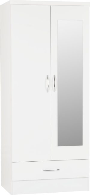 NEVADA MIRRORED 2 DOOR WARDROBE WHITE GLOSS 2019 01 100 101 091 scaled