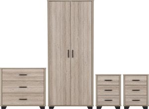 OLIVER 2 DOOR WARDROBE BEDROOM SET LIGHT OAK EFFECT 2024 100 108 077