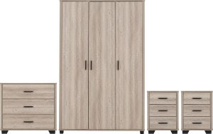 OLIVER 3 DOOR WARDROBE BEDROOM SET LIGHT OAK EFFECT 2024 100 108 078
