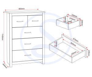 Portland 3+2 Drawer Chest