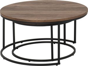 QUEBEC ROUND COFFEE TABLE SET MEDIUM OAK EFFECT 2022 300 301 048 02