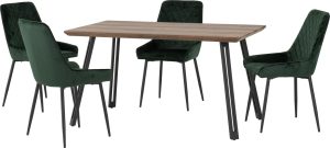 QUEBEC STRAIGHT AVERY DINING SET MEDIUM OAK EFFECTEMERALD GREEN VELVET 2021 400 401 250 scaled 1