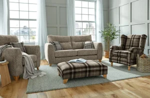 Lisburn 3 seater plus chair wingback chair and stool palladium beige